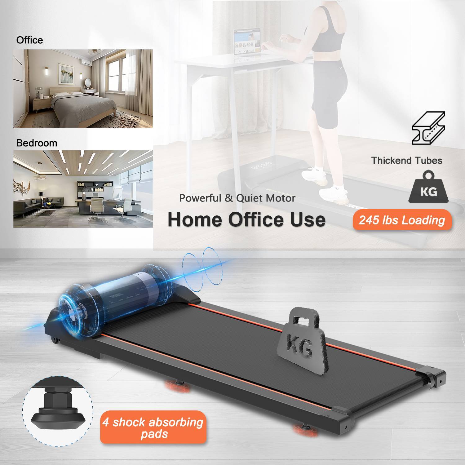 Walking Pad Under Desk Treadmill LED Display And Remote Control Portable Treadmill Danny's Store
