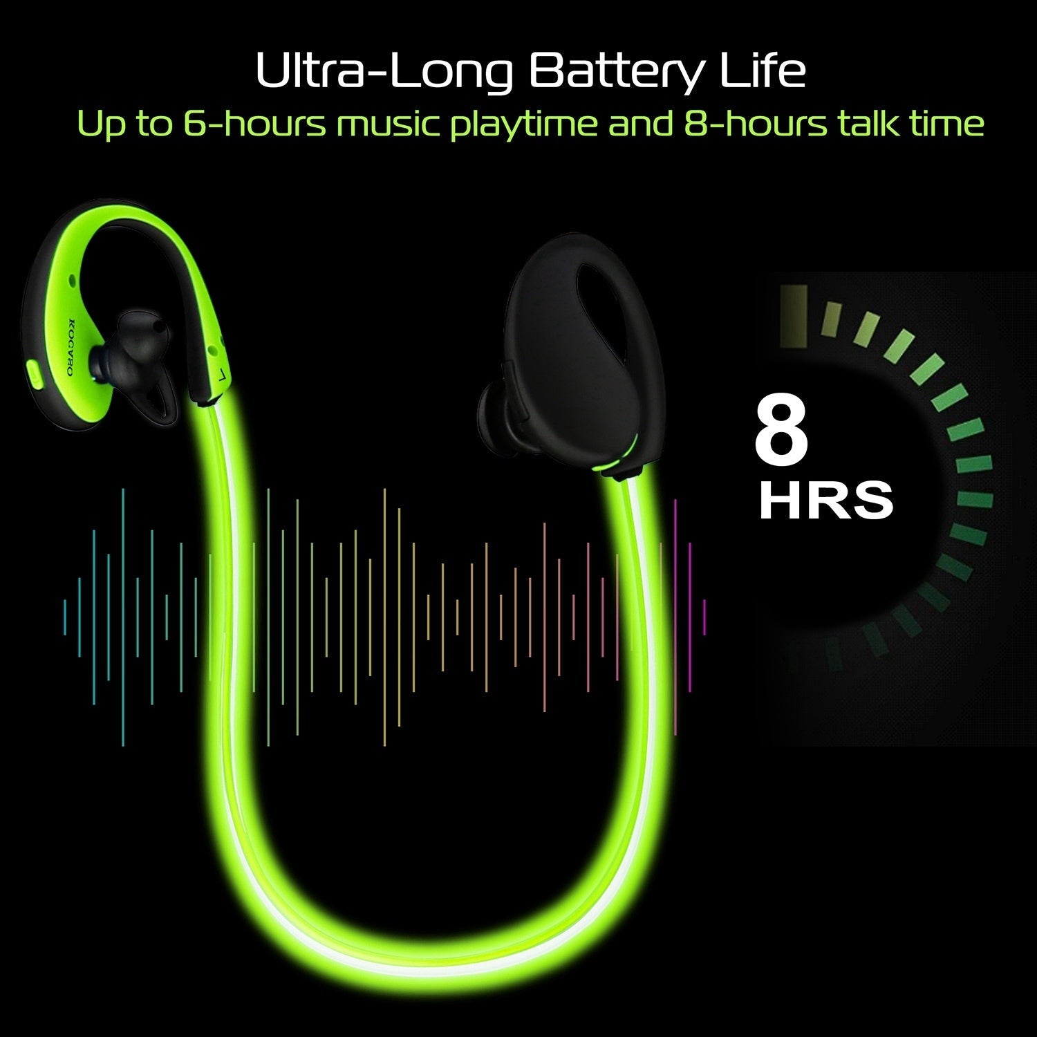 1Pc Wireless Sports Headsets Wireless V4.1 Neckband Earphones HD Stereo Sweat-proof Headphones Earbuds With  LED Light Mic 8Hrs Work Running cj dropshipping