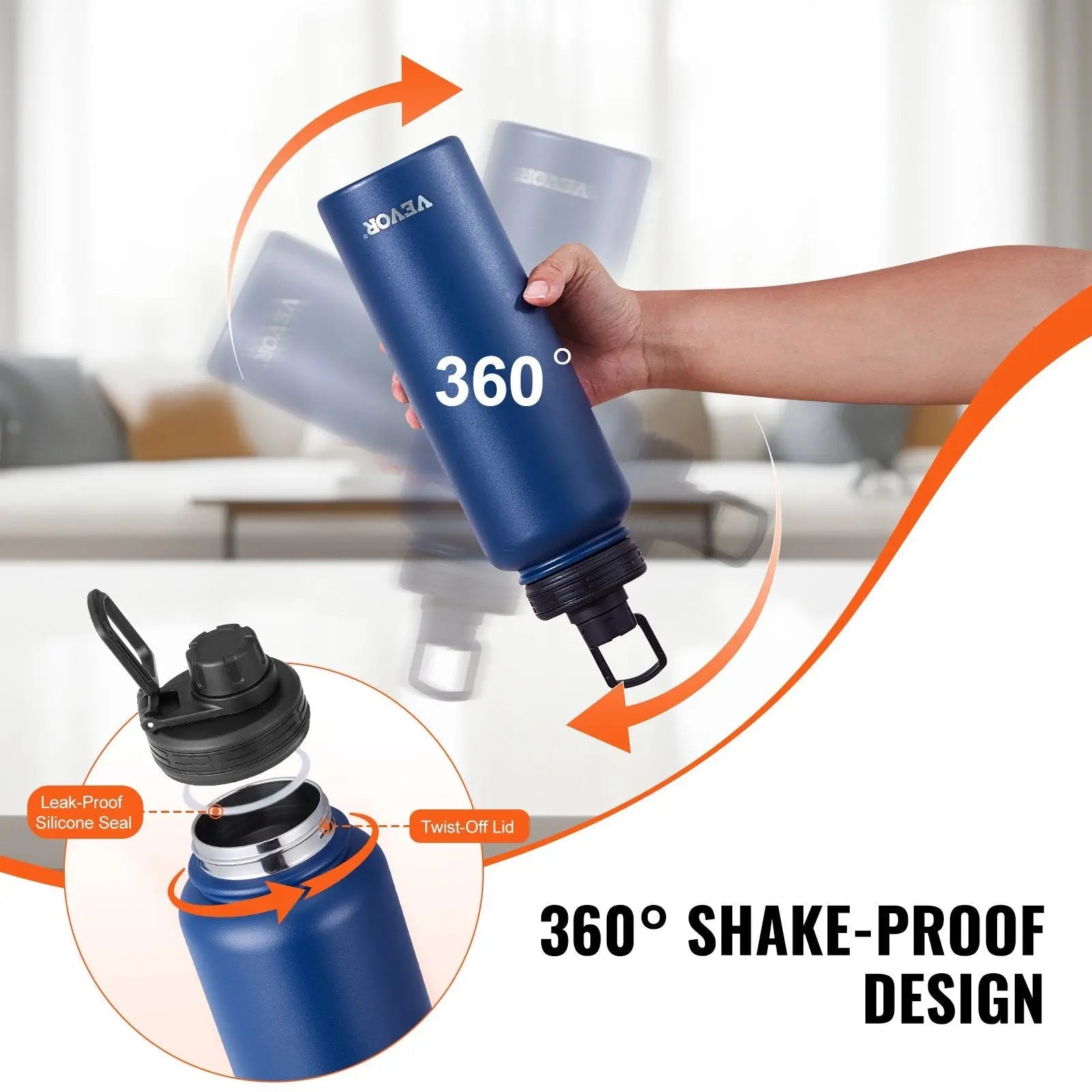 40 Oz Insulated Water Bottle Stainless Steel With Wide Mouth Lid Blue Danny's Store