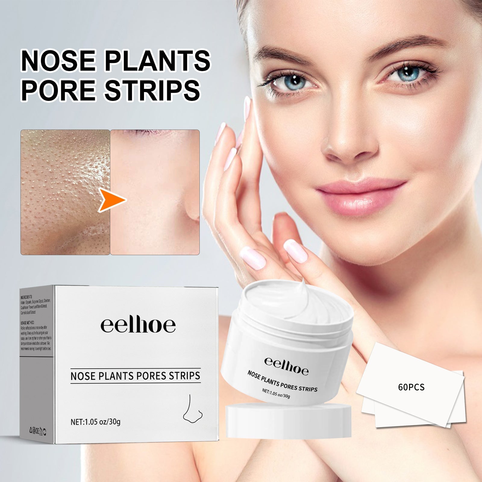 EELHOE Blackhead Cleansing Cream Skin Oil Blackheads Acne Exfoliating Cleansing Repair Pore Tearing Nose Patch cj dropshipping