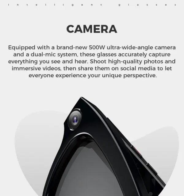 AI Smart Camera Glasses with ChatGPT, 8MP Camera Glasses, Bluetooth, Flash 2GB, Support Real-Time Translation with AI Assistant, AI Recognize Objects, Black/Transparent Lenses, Multifunctional Audio Eyewear for Women Men Danny's Store