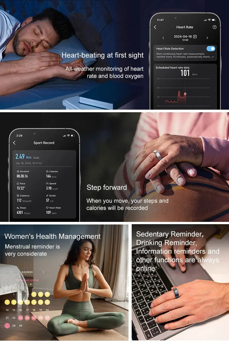 2025 AI Smart Ring, Health Management Bluetooth Remote Gesture Control, 5 ATM Waterproof, Fitness Monitor, Sleep Tracker, Up to 7-Day Battery Life, Monitors Stress/Heart Rate/Blood Oxygen, Women/Men Health Tracker, Android & iOS Compatible Danny's Store