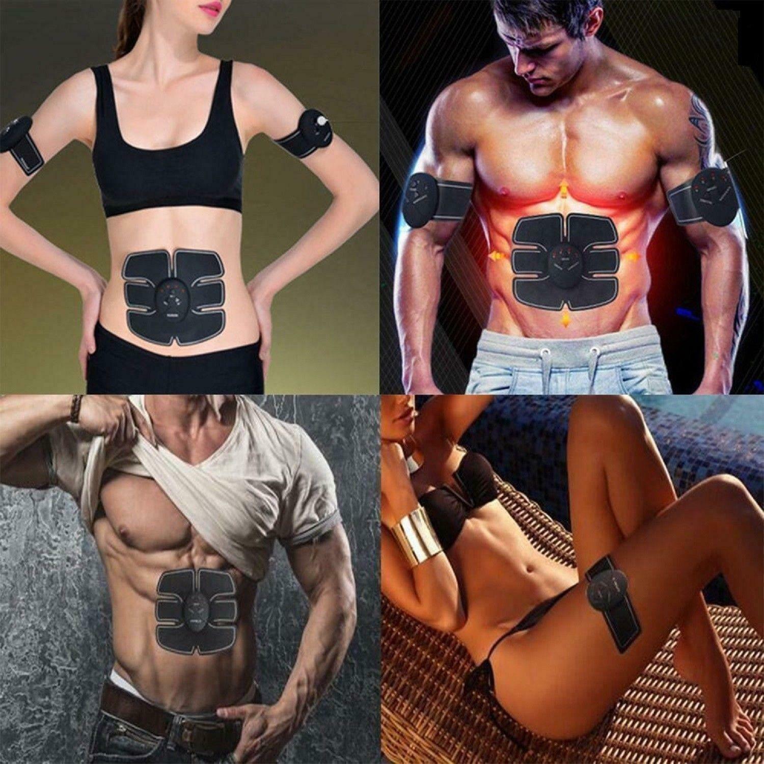 EMS abdominal muscle trainer belt for home workout.