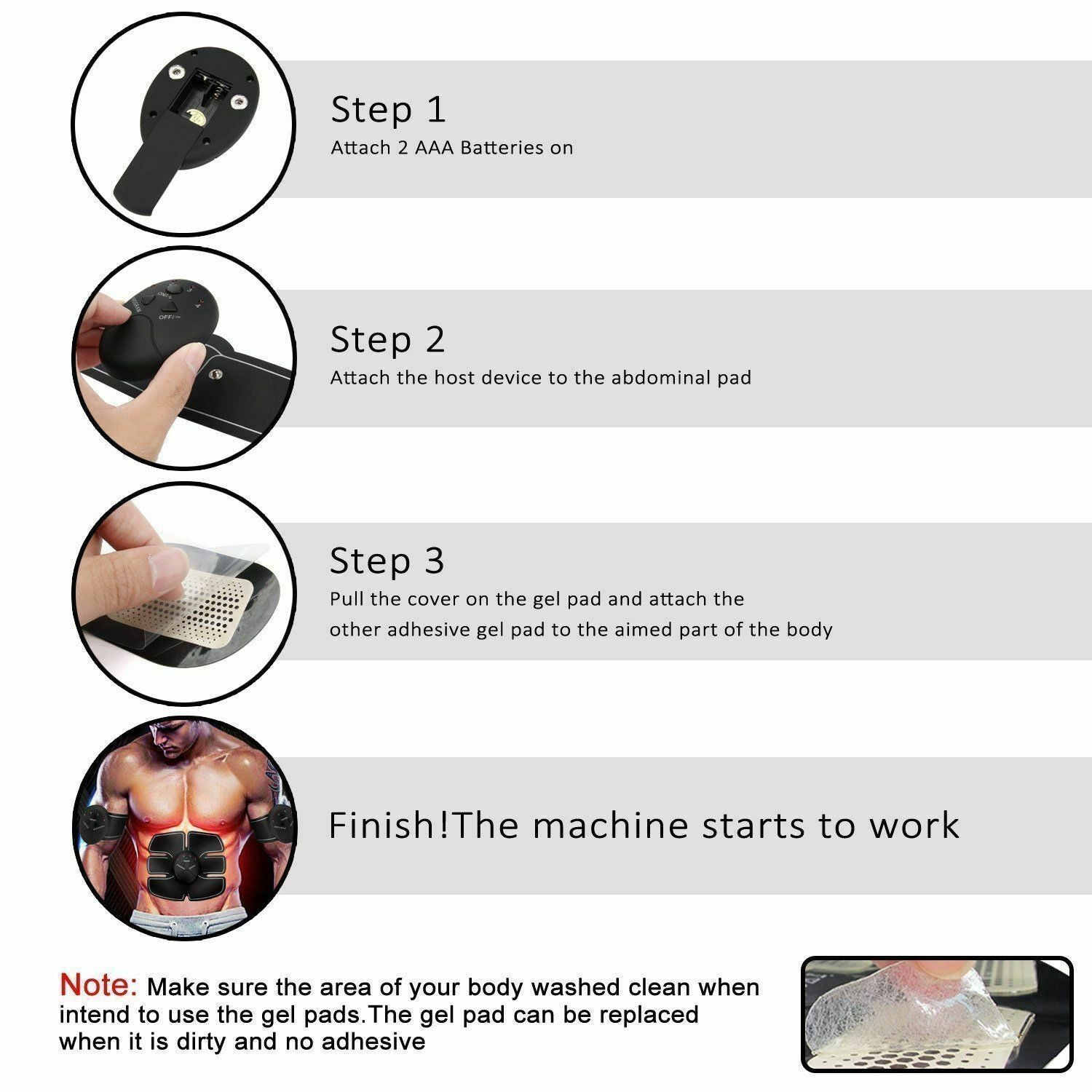 Fitness abdominal muscle toner belt with multiple intensity modes.