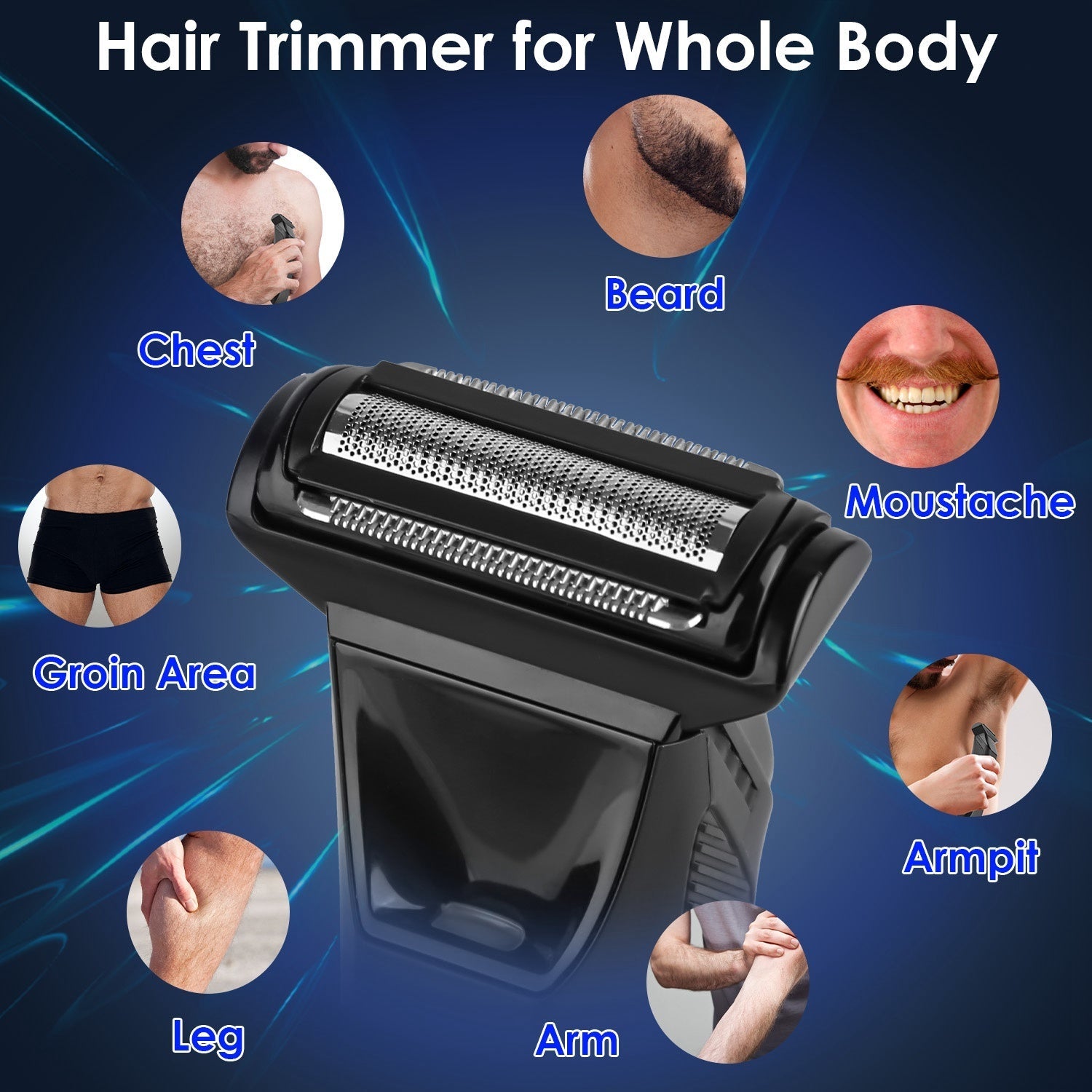 1Pc 2 In 1 Electric Body Trimmer For Men Cordless Beard Groin Ball Pubic Hair Shaver IPX7 Waterproof Razor With LED Light LCD Display Guard Comb Shaving Head Danny's Store