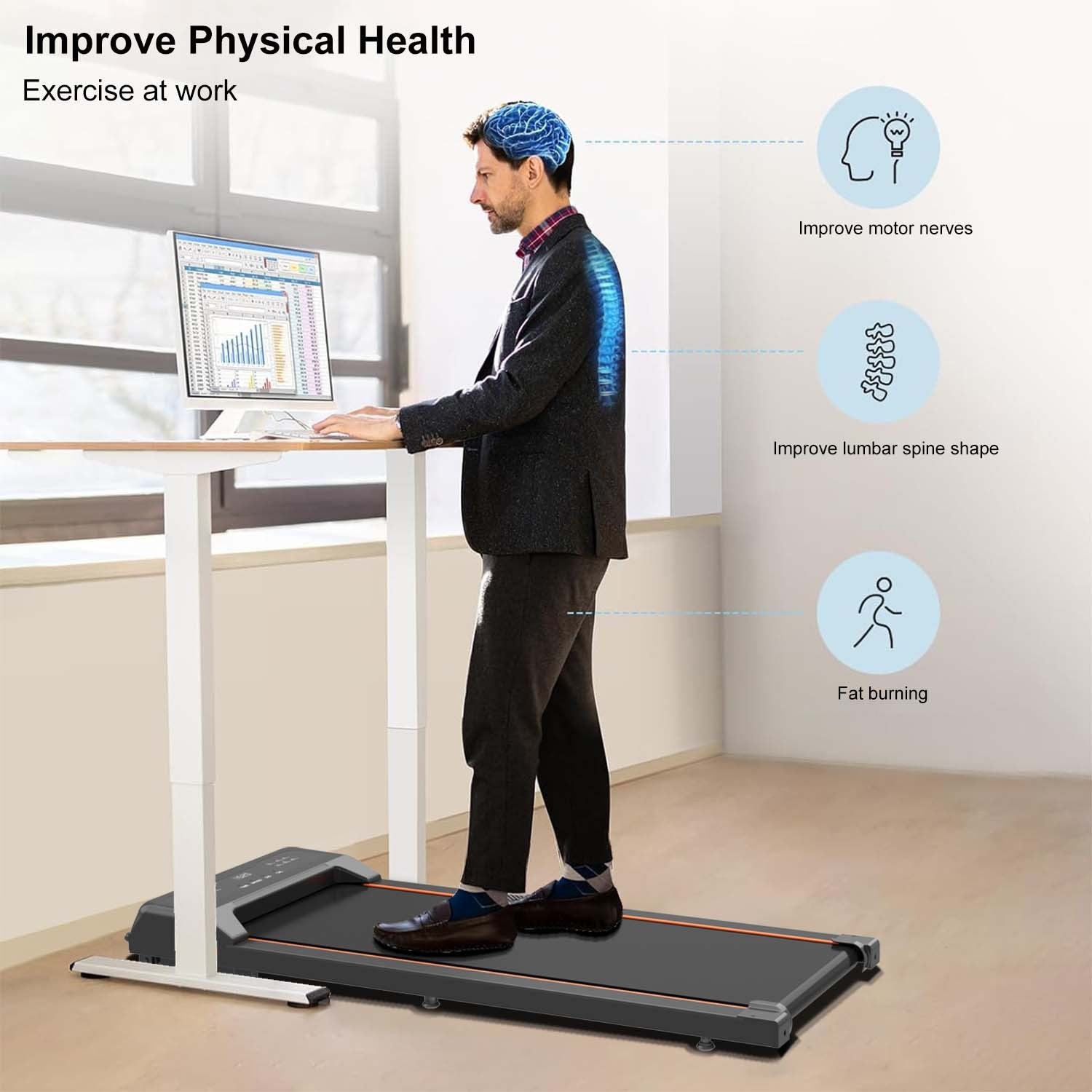 Walking Pad Under Desk Treadmill LED Display And Remote Control Portable Treadmill Danny's Store