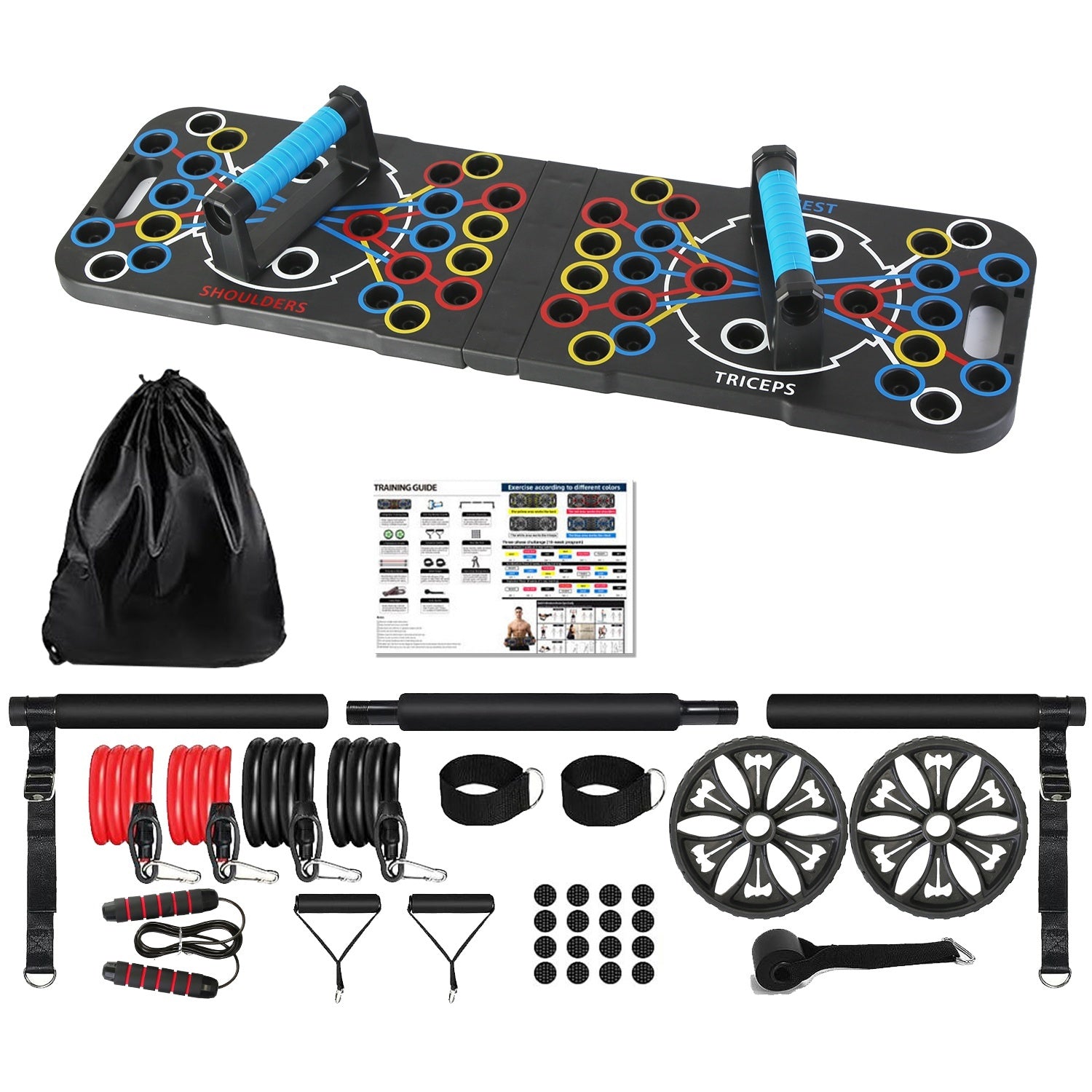 Adjustable push up board home gym equipment for total body training.