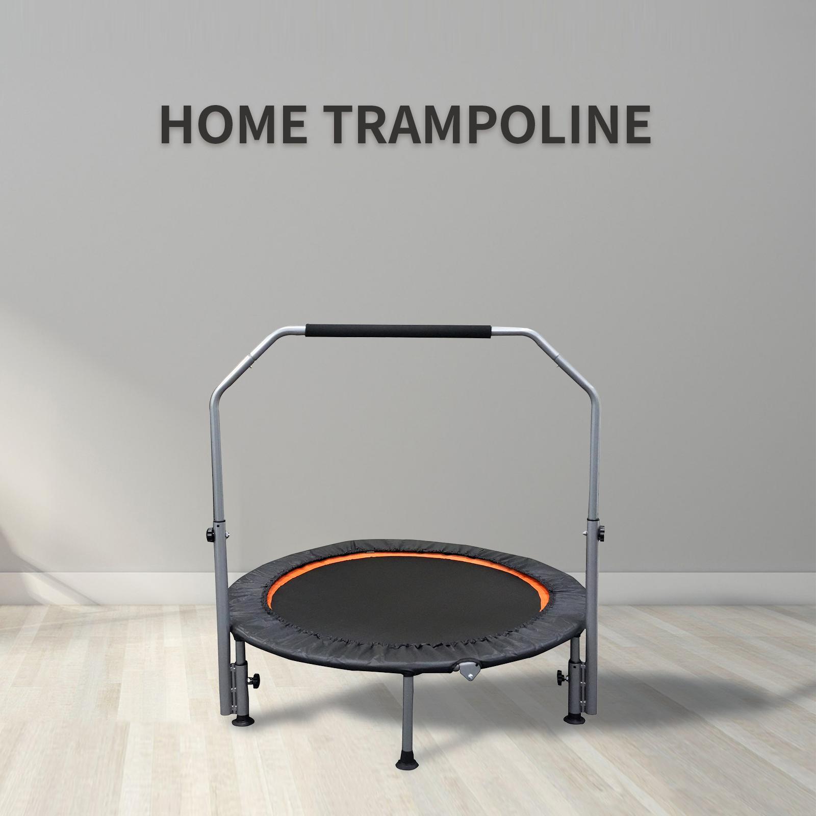 Folding trampoline with adjustable handles for outdoor fitness training