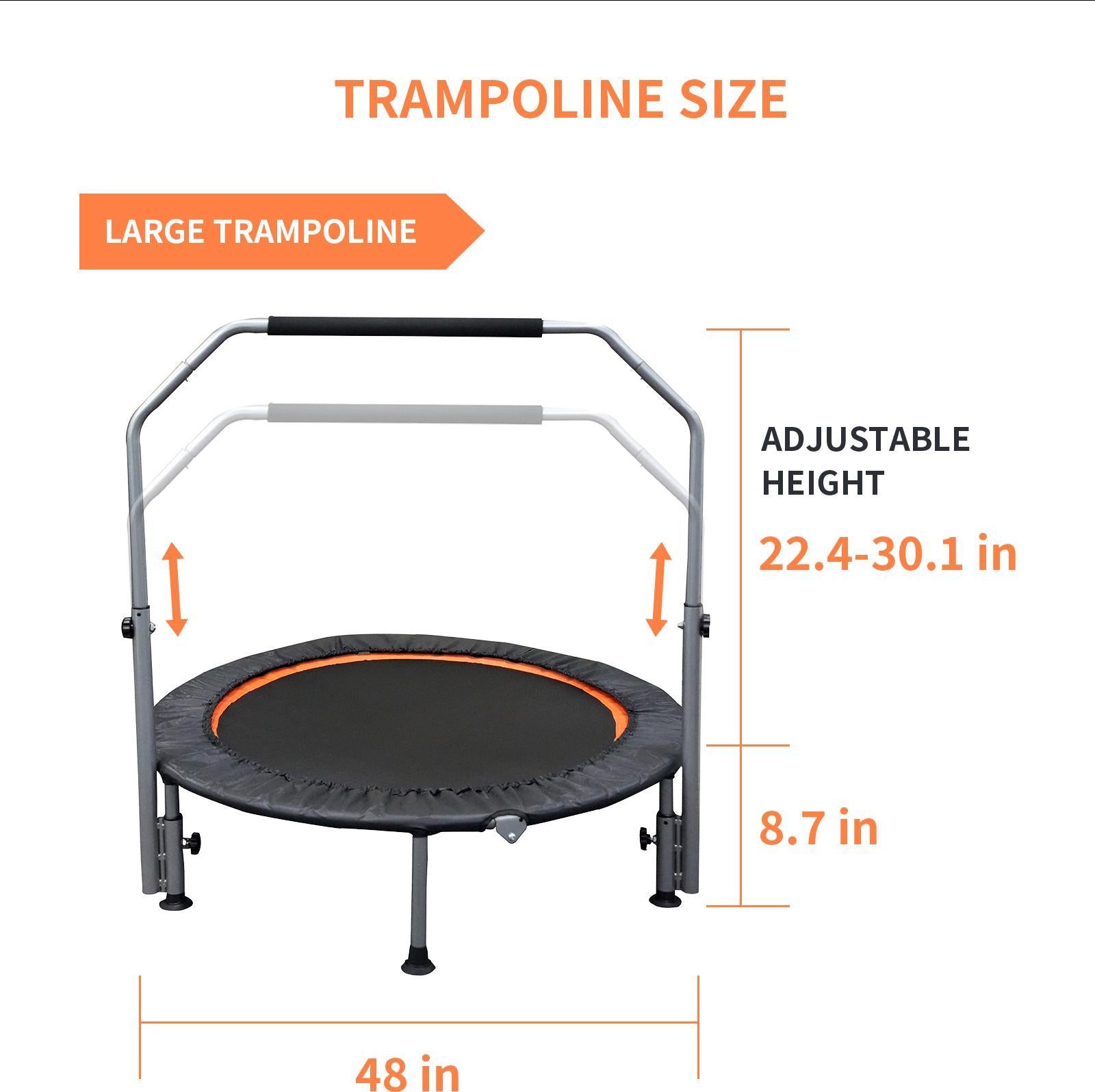 Adjustable handle mini trampoline for home and outdoor exercise routines