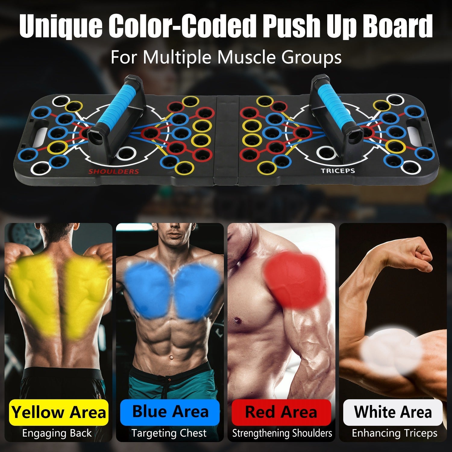 Push up training system with resistance bands and ab roller for body toning