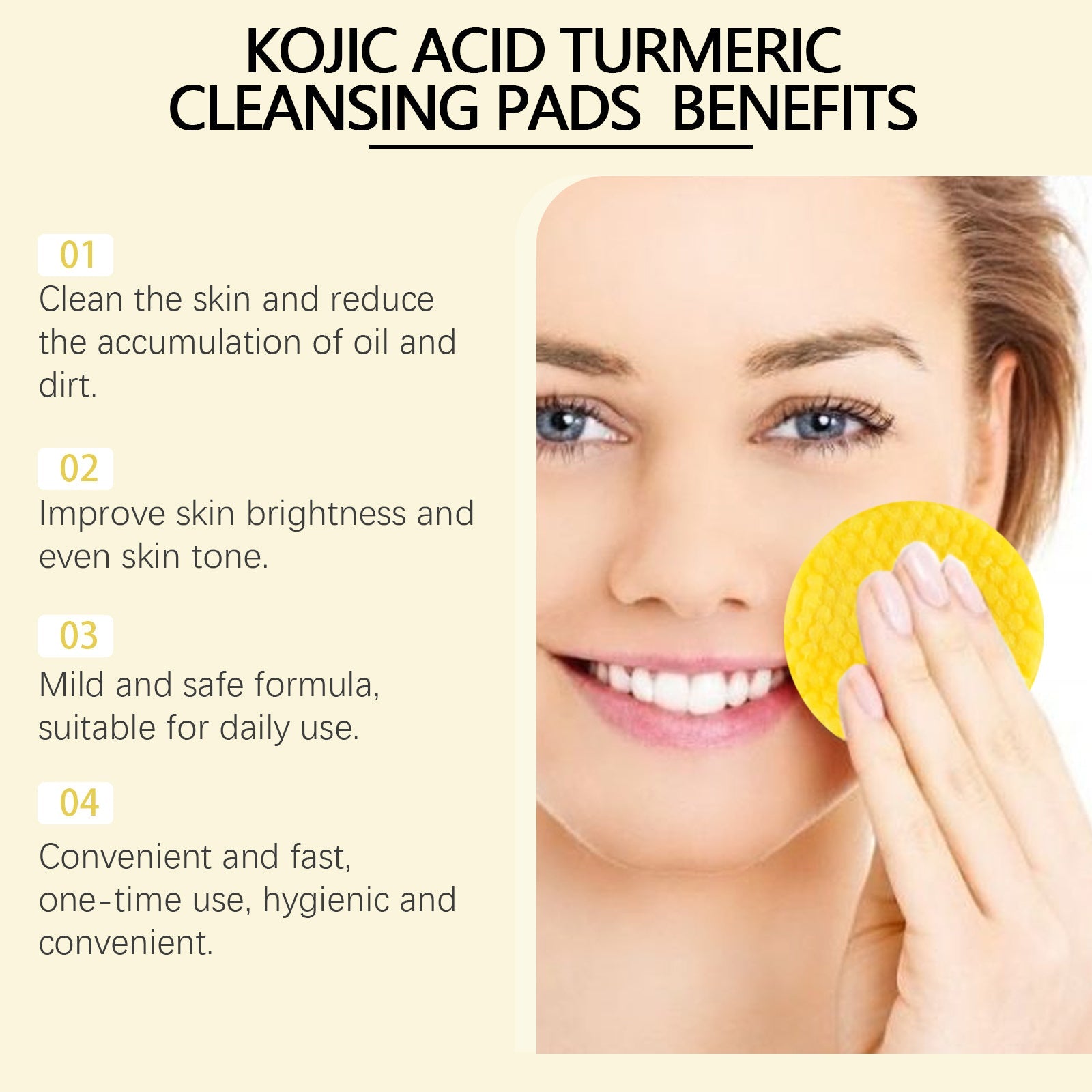 HOYGI Turmeric Acid Cleansing Pad Face Skin Pore Cleansing Makeup Remover Gentle Exfoliating Cleansing Pad cj dropshipping
