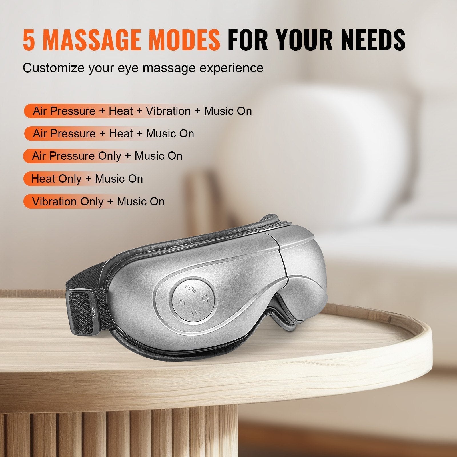 VEVOR Heated Eye Massager Eye Care Device 5 Modes Bluetooth Music Foldable Danny's Store
