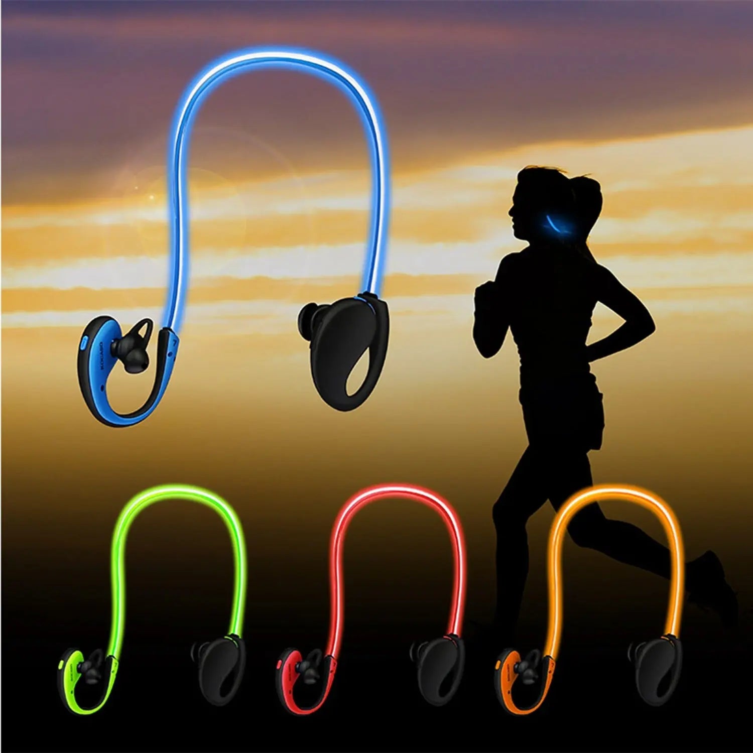 1Pc Wireless Sports Headsets Wireless V4.1 Neckband Earphones HD Stereo Sweat-proof Headphones Earbuds With  LED Light Mic 8Hrs Work Running cj dropshipping