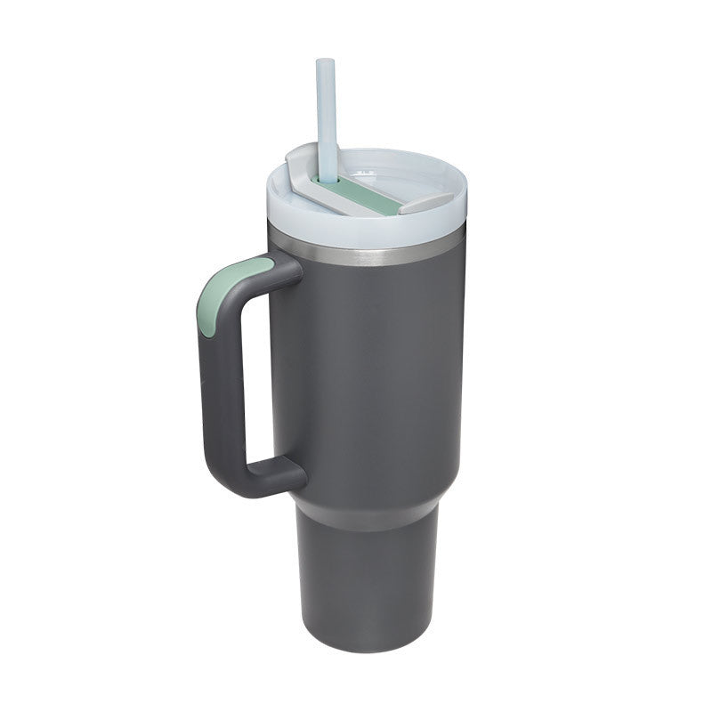 Large stainless steel tumbler with easy grip handle