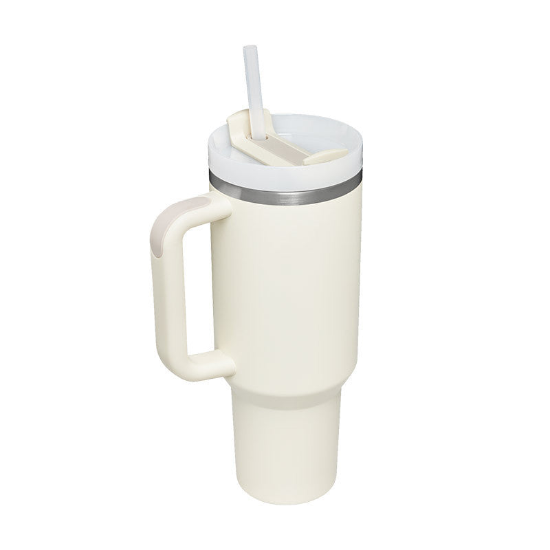 Reusable insulated mug with straw for smoothies and drinks