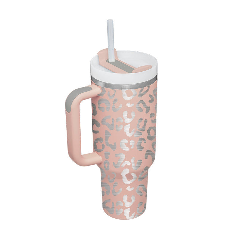 Premium 40 oz insulated tumbler with straw and handle