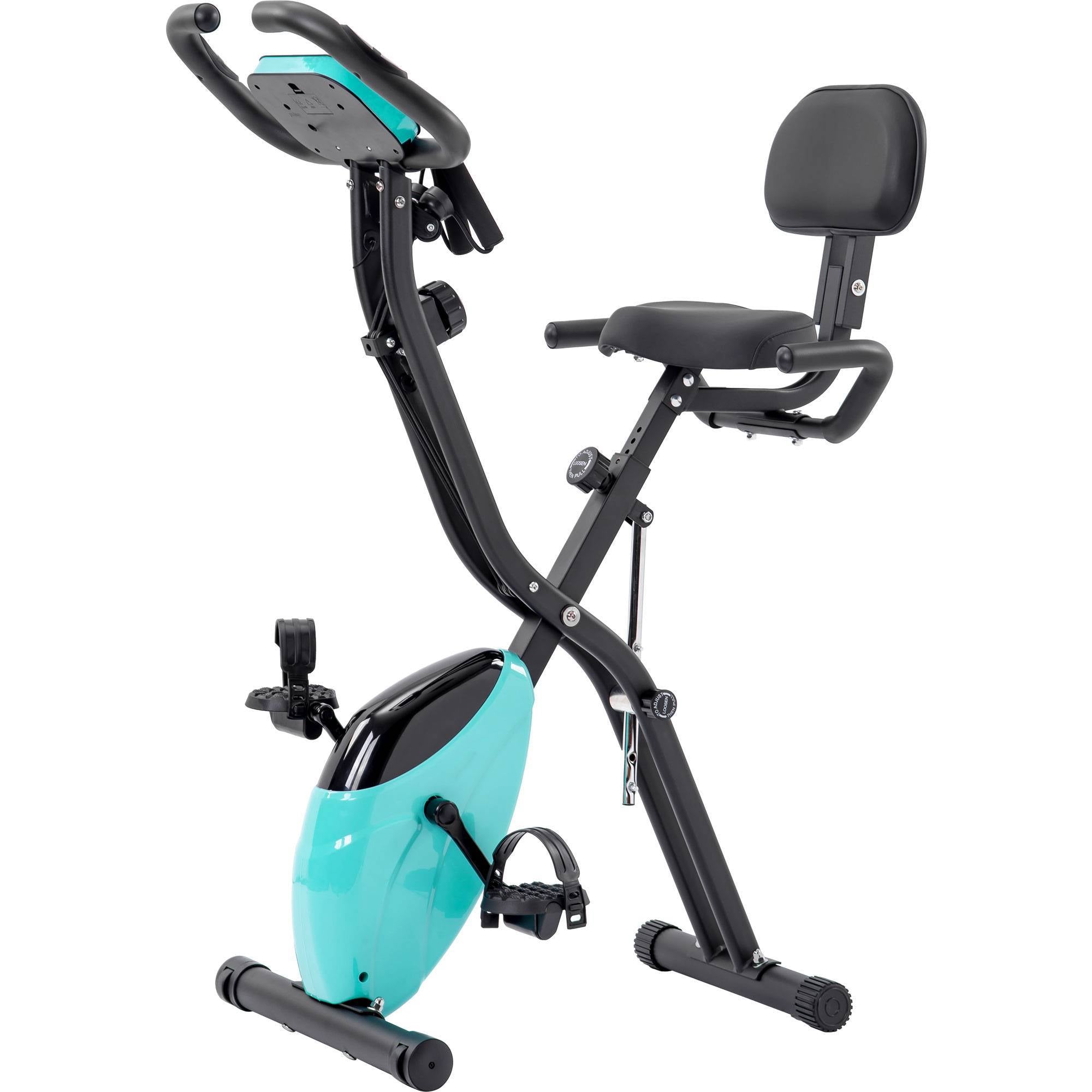 Folding exercise bike with upright and recumbent design