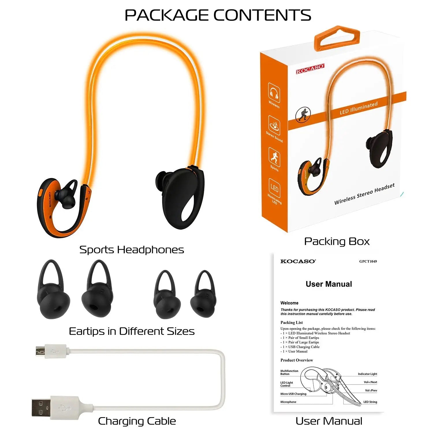 1Pc Wireless Sports Headsets Wireless V4.1 Neckband Earphones HD Stereo Sweat-proof Headphones Earbuds With  LED Light Mic 8Hrs Work Running cj dropshipping