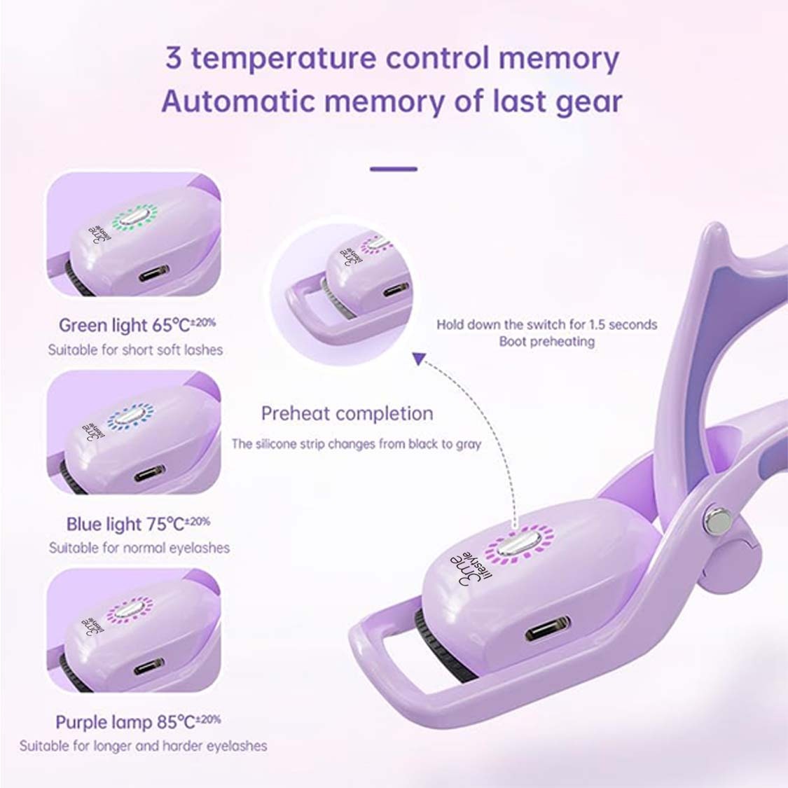 3 Temperature Control Heated Eyelash Curlers Elevate Your Lash, Rapid Heat-up, USB Rechargeable, Natural Curling 24H Long Lasting For Women Gift Danny's Store