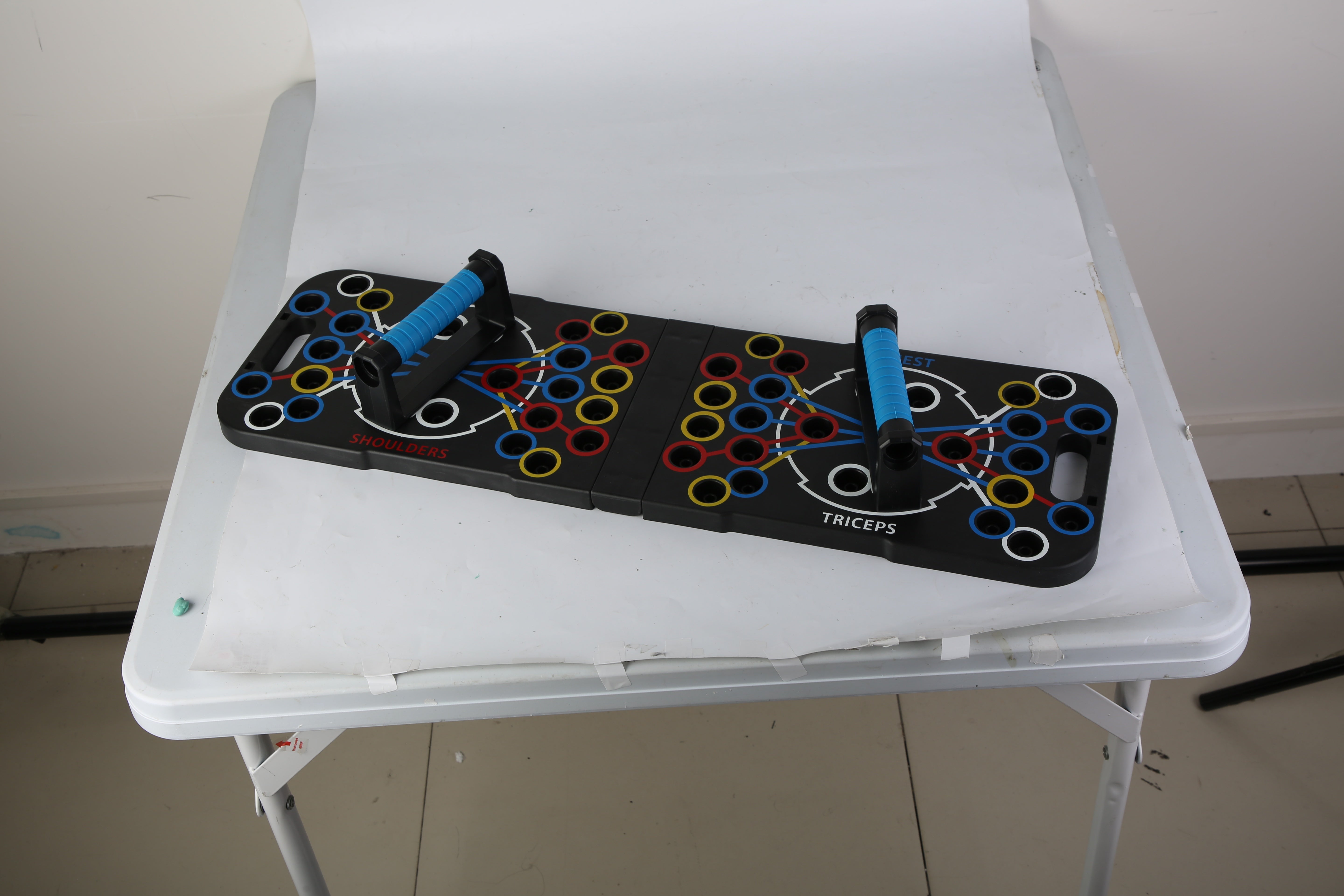 Full body workout push up training board with pilates bar and roller wheel.