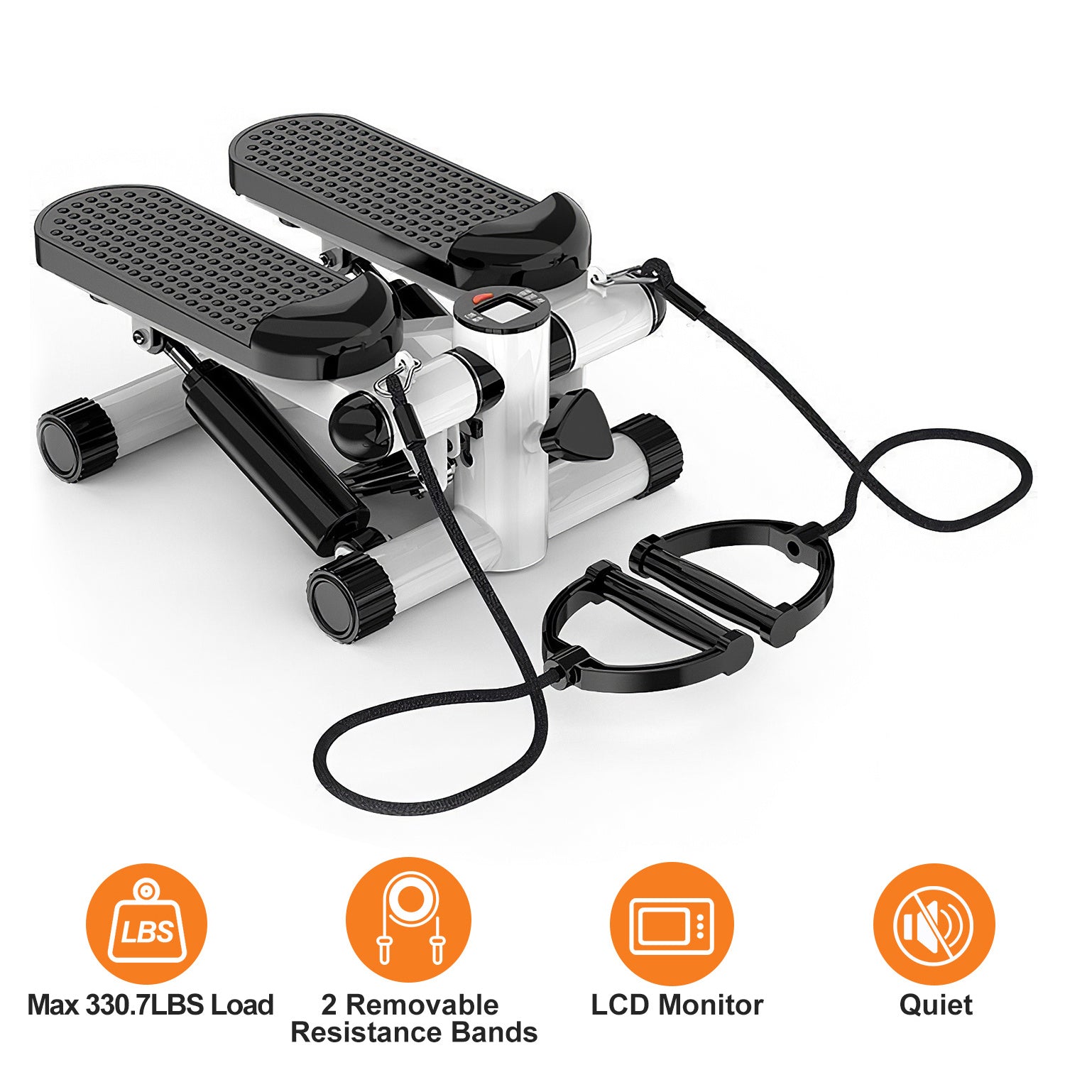 Adjustable mini stair stepper with resistance ropes for home gym