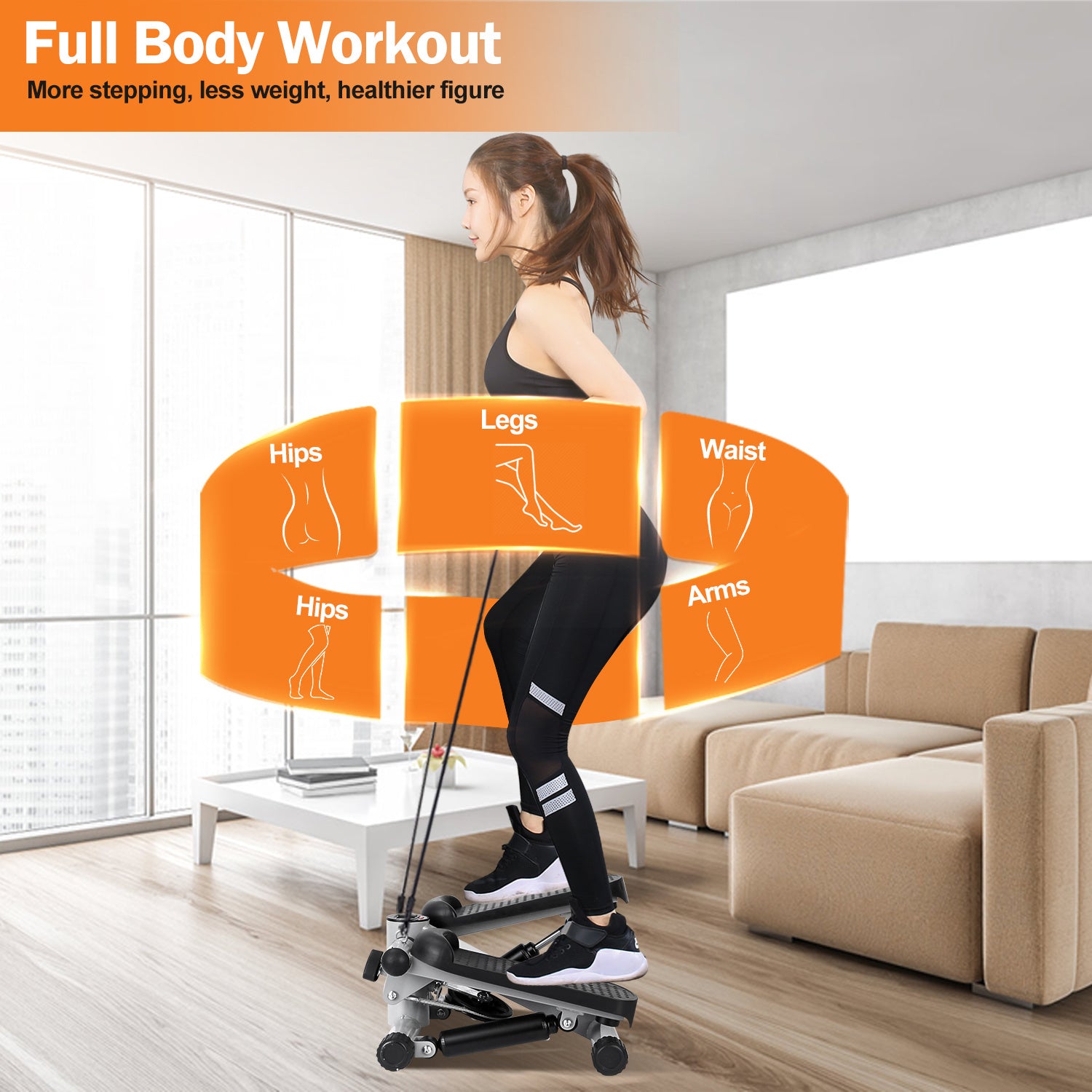 Fitness stepper machine for weight loss and body shaping.