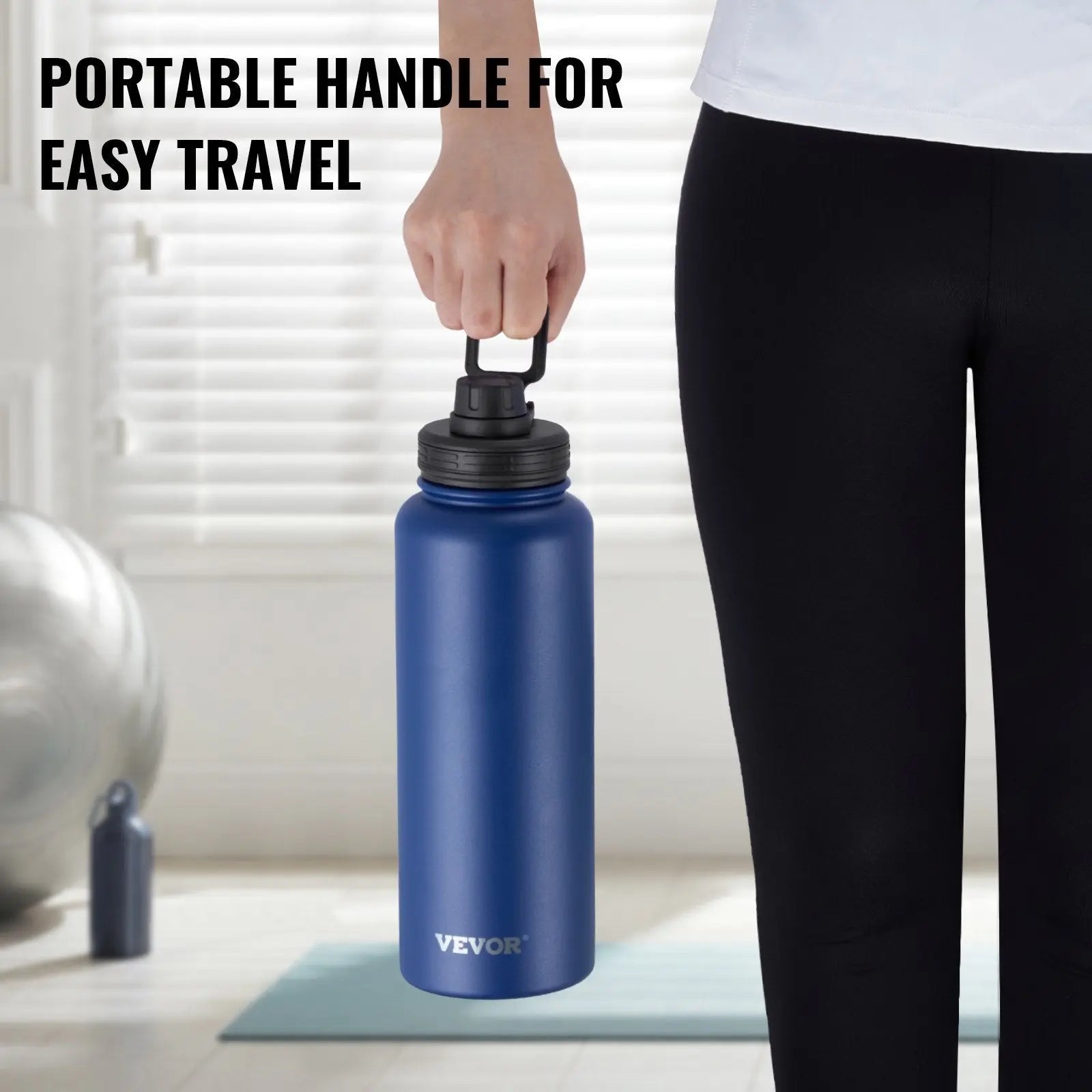 40 Oz Insulated Water Bottle Stainless Steel With Wide Mouth Lid Blue Danny's Store