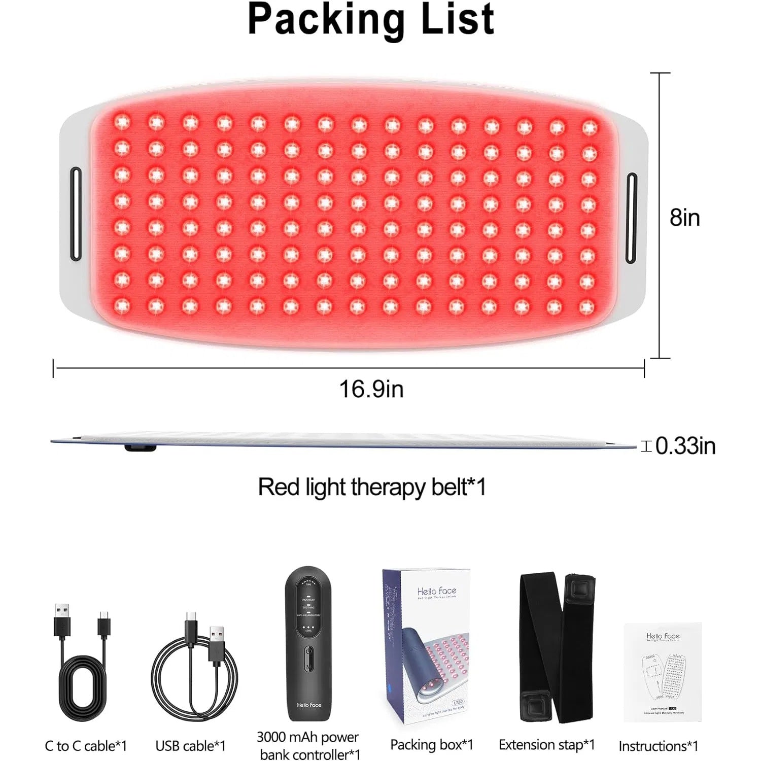 Red Light Therapy Belt For Body, Mother's Day Gift, Cordless Near Infrared Light Therapy Pain Relief & Inflammation With Soft Breathable Fabric, For Muscle Soothe, For Shoulder, Waist, Back, Legs Danny's Store