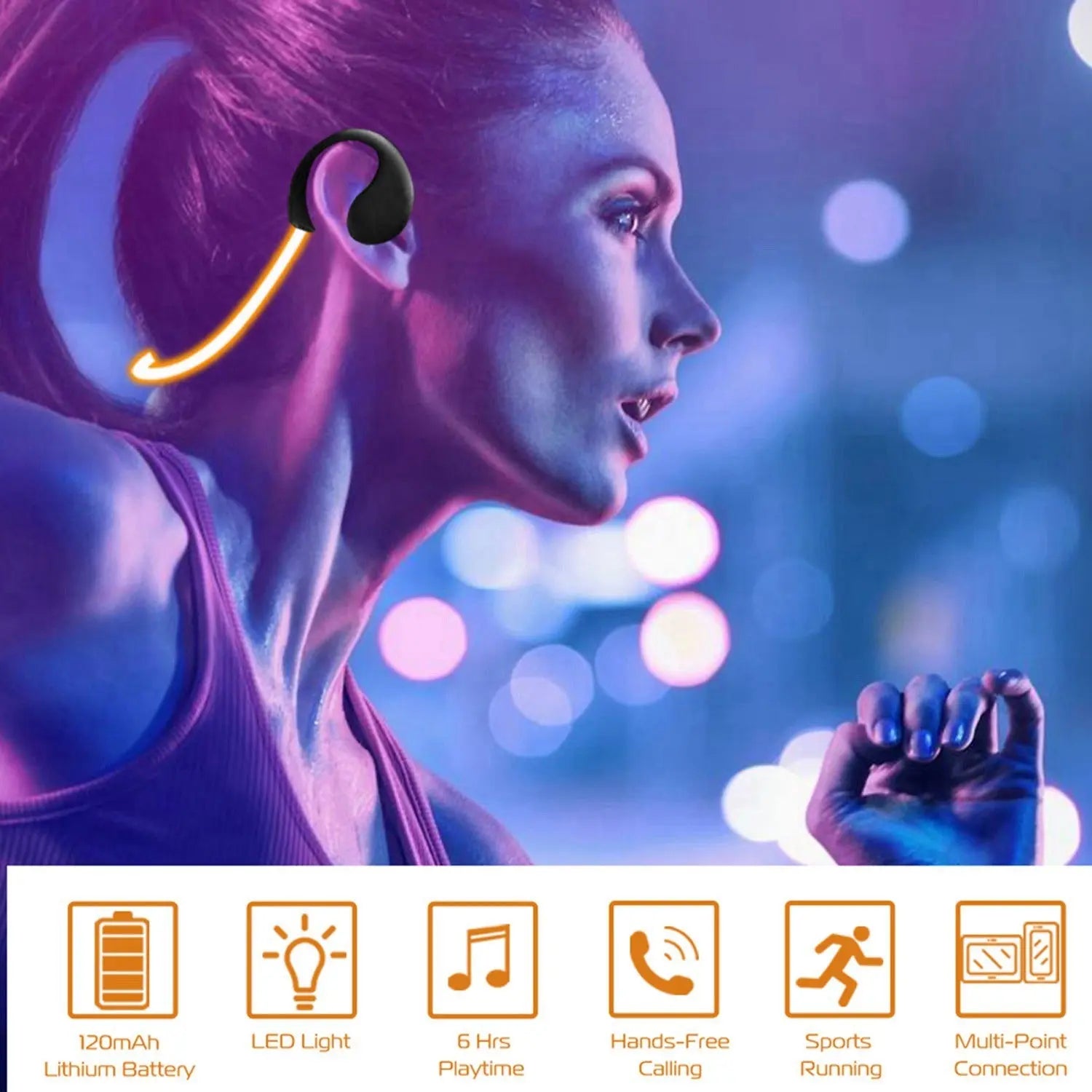 1Pc Wireless Sports Headsets Wireless V4.1 Neckband Earphones HD Stereo Sweat-proof Headphones Earbuds With  LED Light Mic 8Hrs Work Running cj dropshipping