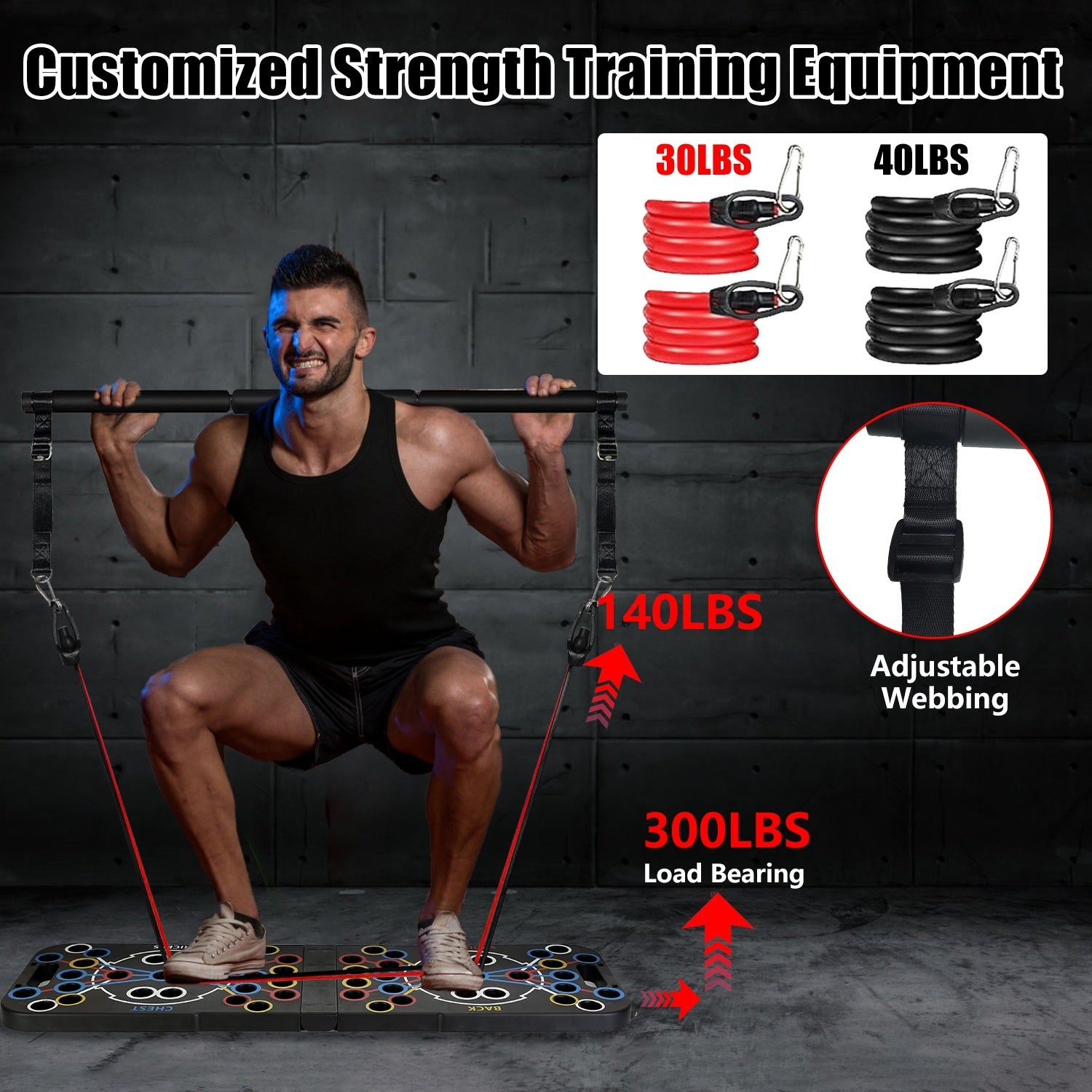 Push up resistance board set for home fitness and muscle building.