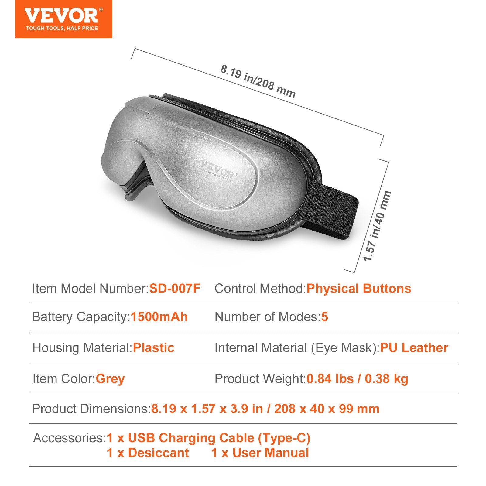 VEVOR Heated Eye Massager Eye Care Device 5 Modes Bluetooth Music Foldable Danny's Store