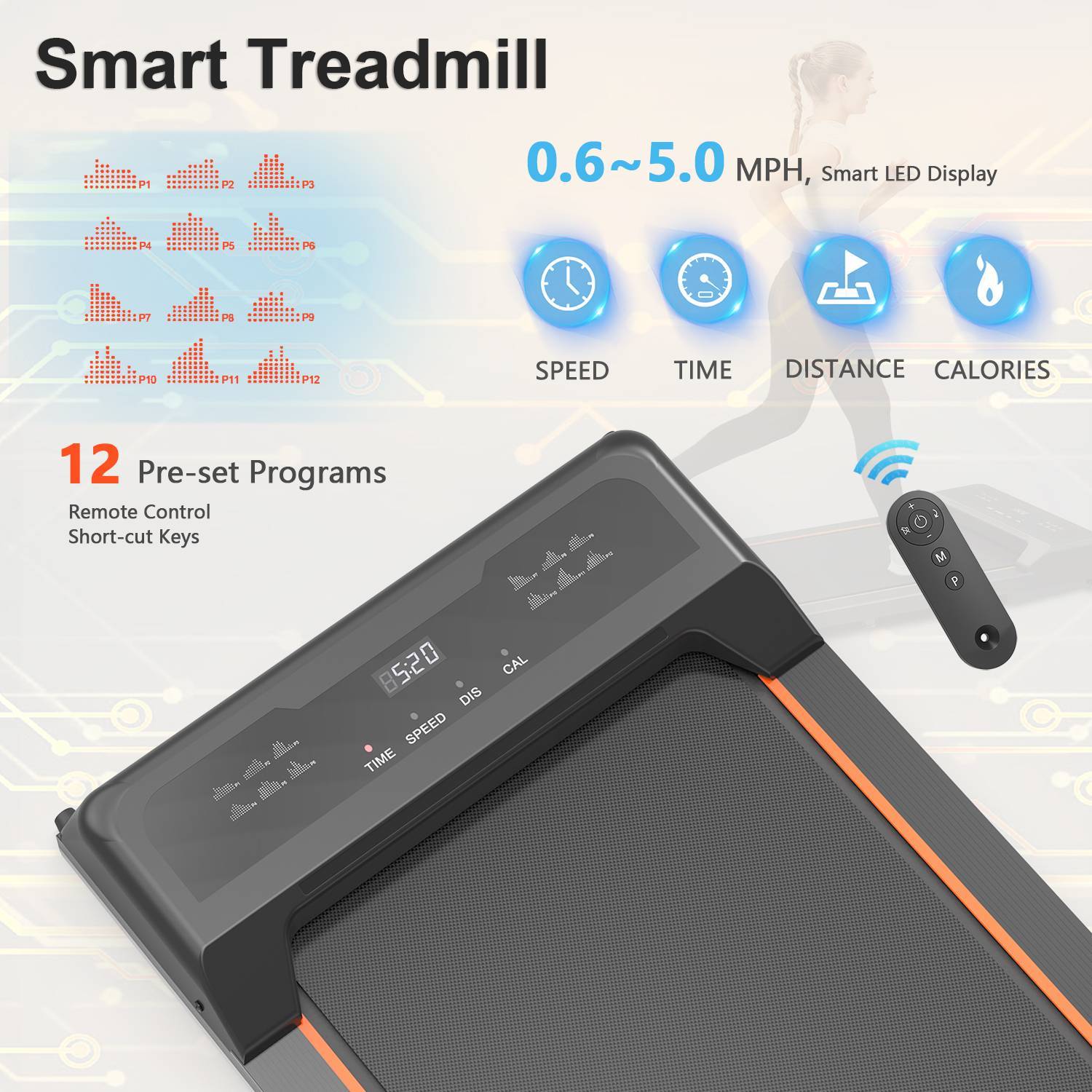 Walking Pad Under Desk Treadmill LED Display And Remote Control Portable Treadmill Danny's Store