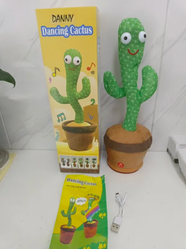 Rechargeable Dancing Talking Cactus Toy with 120 songs, Interactive Cactus Baby Toys for 6-18 Months+, Upgraded Safe and Secure Plush Eyes Baby Toys, Birthday Gifts for Babies