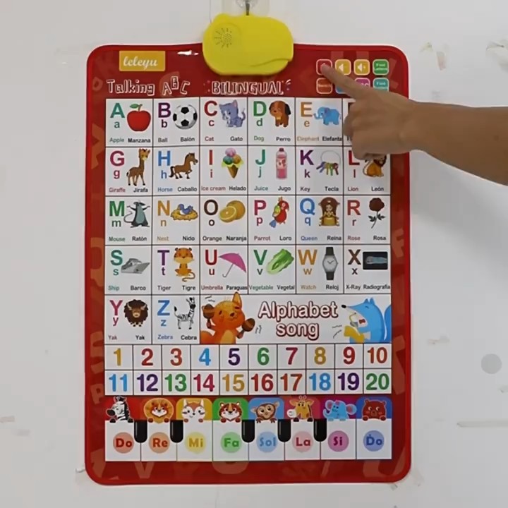 Bilingual English & Spanish Learning Interactive Alphabet Wallchart - Includes Talking ABC, 123s & Music Poster - Educational Kids Learning Toy, Educational Gift for 3+ Years Old Girls & Boys