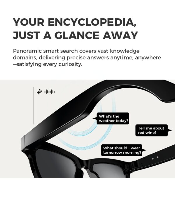 AI Smart Camera Glasses with ChatGPT,8MP camera glasses,Bluetooth Glasses with 164+ Language Translation, Black/Transparent Translator Lenses,Multifunctional Audio Eyewear for Women Men. - Image 3