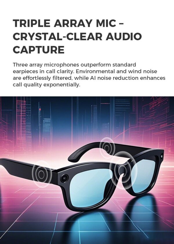 AI Smart Camera Glasses with ChatGPT,8MP camera glasses,Bluetooth Glasses with 164+ Language Translation, Black/Transparent Translator Lenses,Multifunctional Audio Eyewear for Women Men. - Image 10