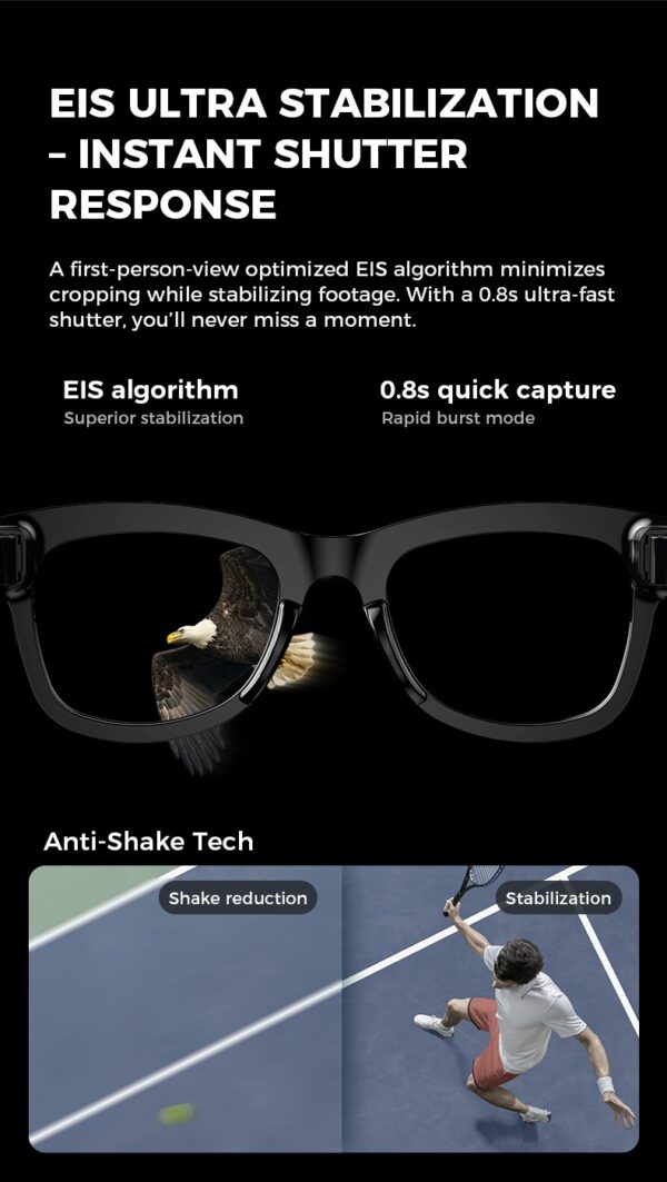 AI Smart Camera Glasses with ChatGPT,8MP camera glasses,Bluetooth Glasses with 164+ Language Translation, Black/Transparent Translator Lenses,Multifunctional Audio Eyewear for Women Men. - Image 5
