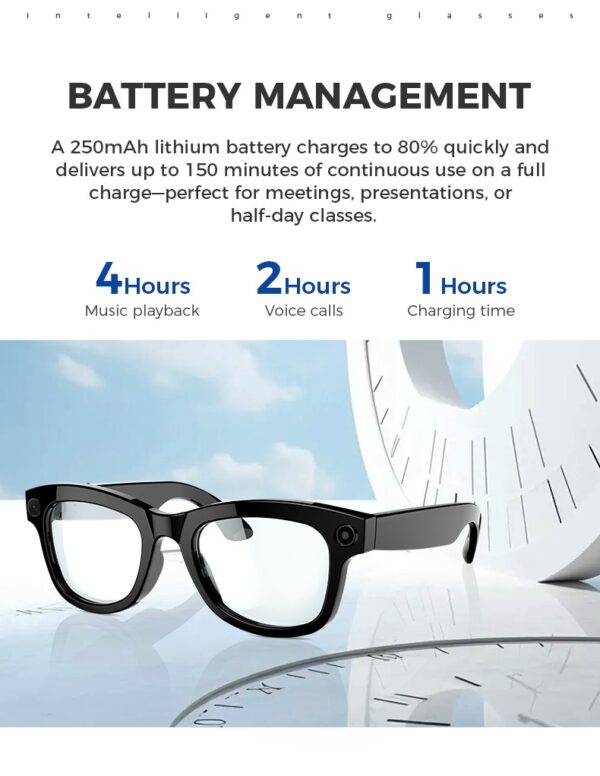 AI Smart Camera Glasses with ChatGPT,8MP camera glasses,Bluetooth Glasses with 164+ Language Translation, Black/Transparent Translator Lenses,Multifunctional Audio Eyewear for Women Men. - Image 14