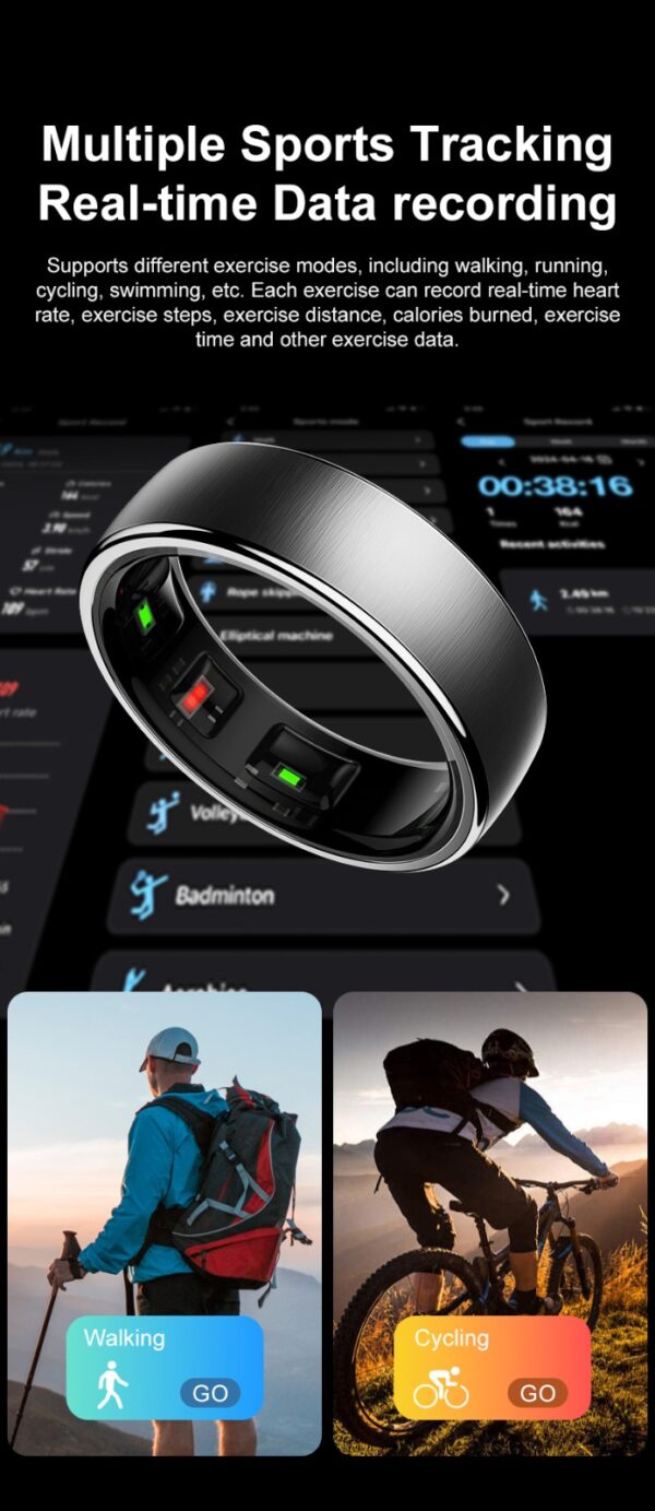 2025 AI Smart Ring, Health management Bluetooth remote gesture control 5 ATM waterproof,Fitness Monitor, Sleep Tracker, Up to 7-Day Battery life, monitors Stress/Heart Rate/blood pressure Women/men Health Tracker, Android & iOS Compatible