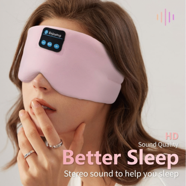 Soft Sleep Eye Mask Bluetooth Headband Wireless Headphones, SYPVRY Adjustable Sleep Mask for Sleeping Meditation Insomnia Night Mask Music Eye Cover for Side Sleepers Airplane Travel, Pink - Image 5