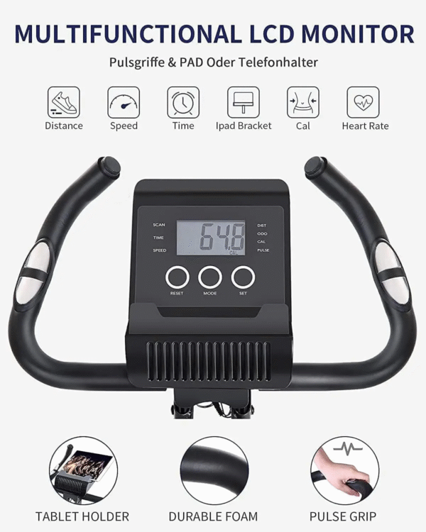 Exercise Bike Folding Magnetic Upright Stationary Bike with Pulse Sensor LCD Monitor Indoor Cycling Bike Stationary Bike