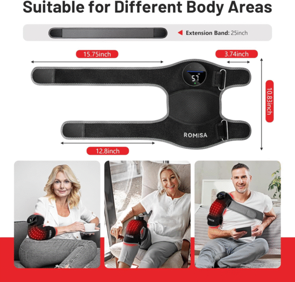 Red Light Therapy Knee Brace&Vibration Knee Massage for Pain Relief, 660Nm&850Nm Rechargeable near Infrared Light Therapy Device for Knee/Elbow/Shoulder Faster Recovery for Cordless Use - Image 8