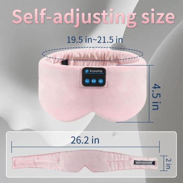 Soft Sleep Eye Mask Bluetooth Headband Wireless Headphones, SYPVRY Adjustable Sleep Mask for Sleeping Meditation Insomnia Night Mask Music Eye Cover for Side Sleepers Airplane Travel, Pink - Image 6