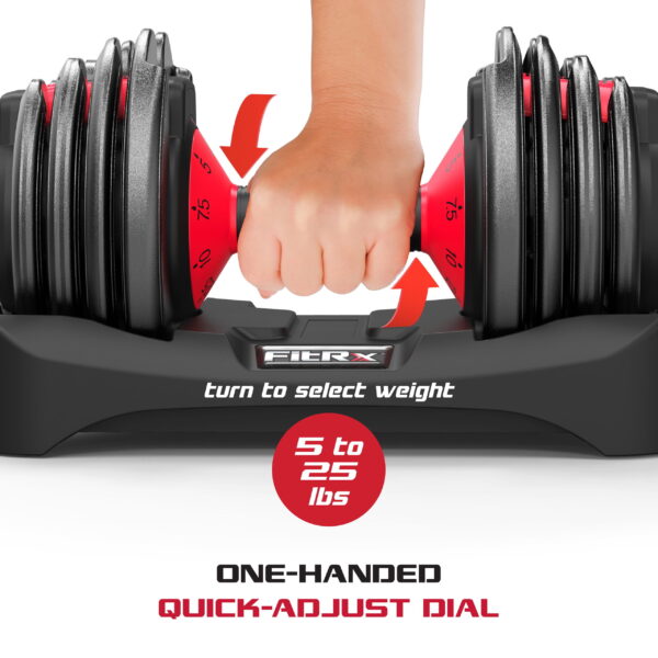 Smartbell 2-Pack, Two 25Lbs. Quick-Select 9 in 1 Adjustable Dumbbell for Home Gym, 5-25Lbs. Weight in 2.5Lbs Increments - Image 3