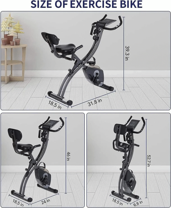 Exercise Bike Folding Magnetic Upright Stationary Bike with Pulse Sensor LCD Monitor Indoor Cycling Bike Stationary Bike