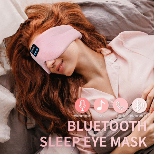 Soft Sleep Eye Mask Bluetooth Headband Wireless Headphones, SYPVRY Adjustable Sleep Mask for Sleeping Meditation Insomnia Night Mask Music Eye Cover for Side Sleepers Airplane Travel, Pink - Image 4