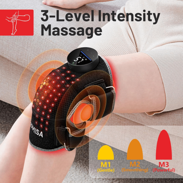 Red Light Therapy Knee Brace&Vibration Knee Massage for Pain Relief, 660Nm&850Nm Rechargeable near Infrared Light Therapy Device for Knee/Elbow/Shoulder Faster Recovery for Cordless Use - Image 3